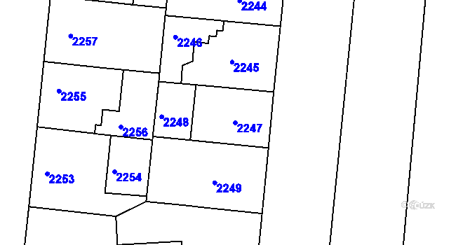 Parcela st. 2247 v KÚ Smíchov, Katastrální mapa