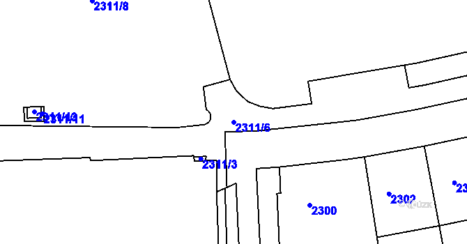Parcela st. 2311/6 v KÚ Smíchov, Katastrální mapa