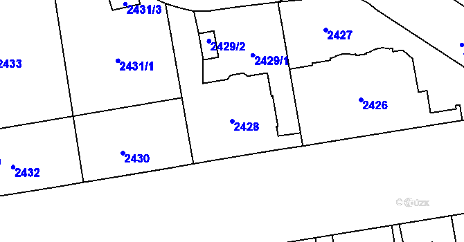 Parcela st. 2428 v KÚ Smíchov, Katastrální mapa