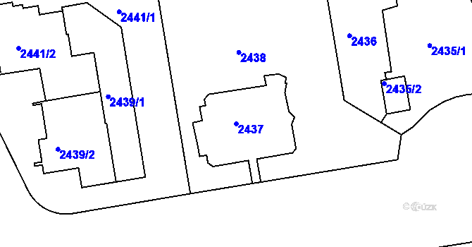 Parcela st. 2437 v KÚ Smíchov, Katastrální mapa