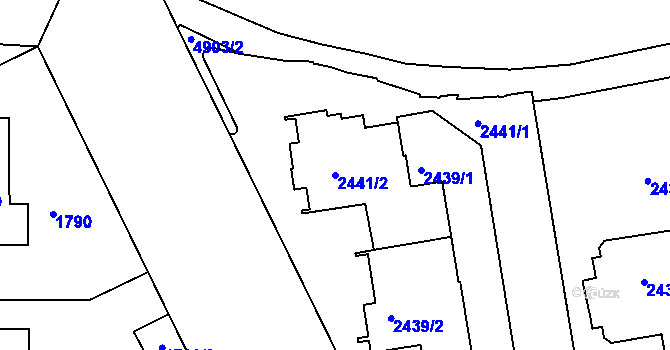 Parcela st. 2441/2 v KÚ Smíchov, Katastrální mapa
