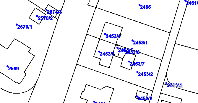 Parcela st. 2453/3 v KÚ Smíchov, Katastrální mapa