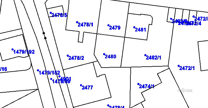Parcela st. 2480 v KÚ Smíchov, Katastrální mapa