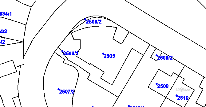 Parcela st. 2505 v KÚ Smíchov, Katastrální mapa