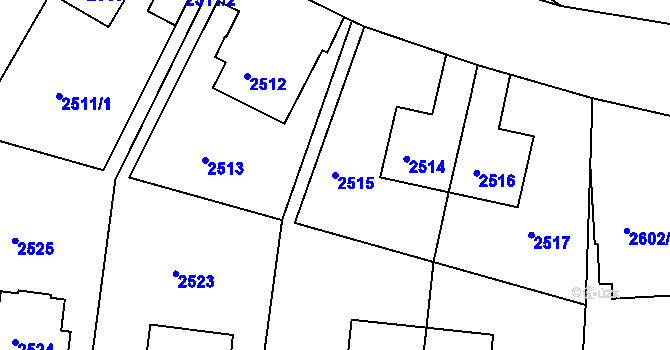 Parcela st. 2515 v KÚ Smíchov, Katastrální mapa
