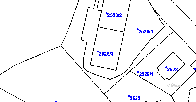 Parcela st. 2526/3 v KÚ Smíchov, Katastrální mapa