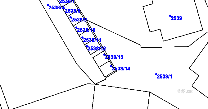 Parcela st. 2538/13 v KÚ Smíchov, Katastrální mapa