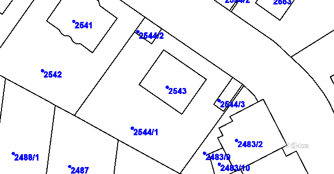 Parcela st. 2543 v KÚ Smíchov, Katastrální mapa