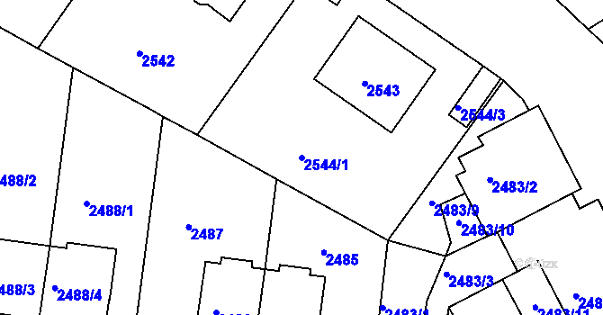 Parcela st. 2544/1 v KÚ Smíchov, Katastrální mapa