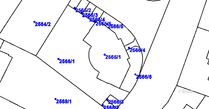 Parcela st. 2565/1 v KÚ Smíchov, Katastrální mapa