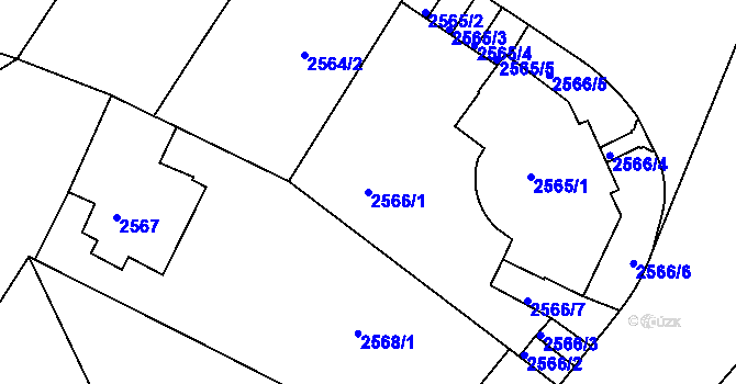 Parcela st. 2566/1 v KÚ Smíchov, Katastrální mapa