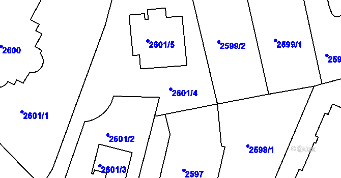 Parcela st. 2601/4 v KÚ Smíchov, Katastrální mapa