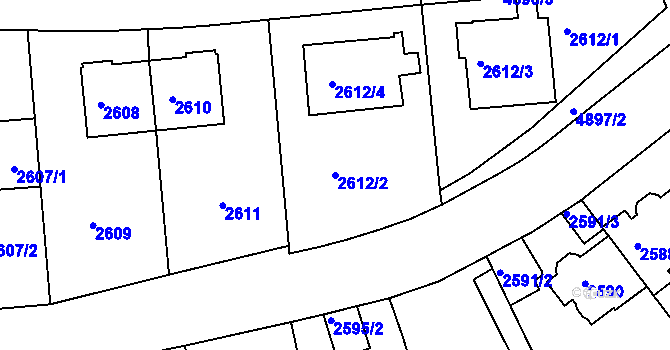Parcela st. 2612/2 v KÚ Smíchov, Katastrální mapa