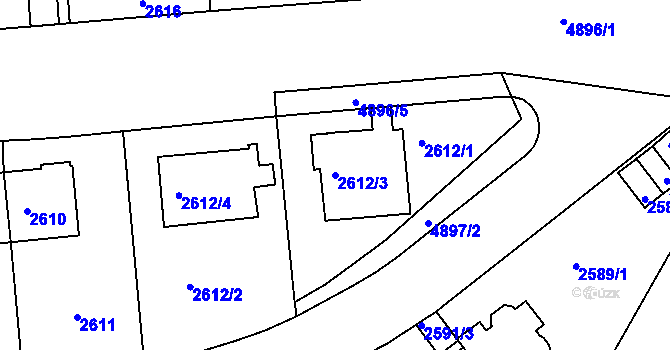 Parcela st. 2612/3 v KÚ Smíchov, Katastrální mapa