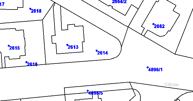 Parcela st. 2614 v KÚ Smíchov, Katastrální mapa