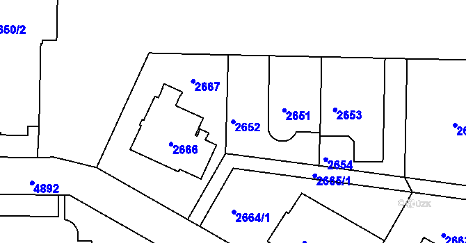 Parcela st. 2652 v KÚ Smíchov, Katastrální mapa