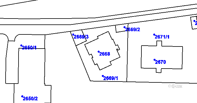 Parcela st. 2668 v KÚ Smíchov, Katastrální mapa