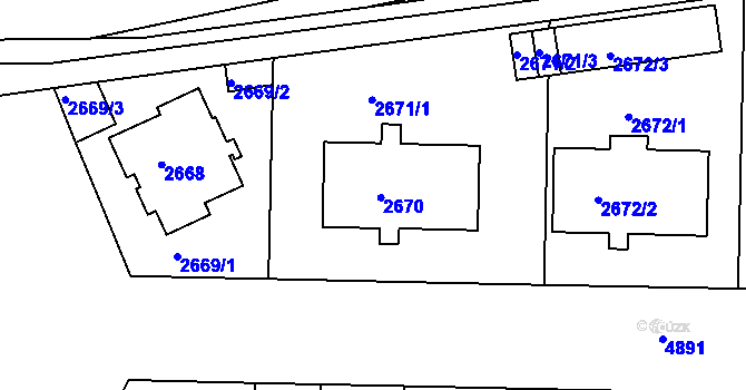Parcela st. 2670 v KÚ Smíchov, Katastrální mapa