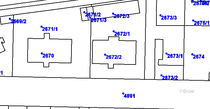 Parcela st. 2672/2 v KÚ Smíchov, Katastrální mapa