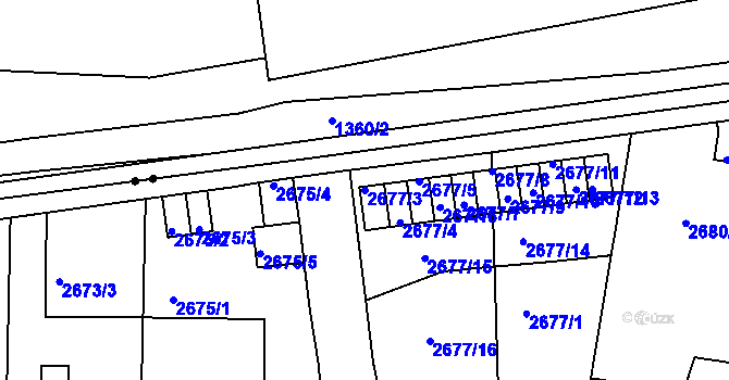 Parcela st. 2677/3 v KÚ Smíchov, Katastrální mapa