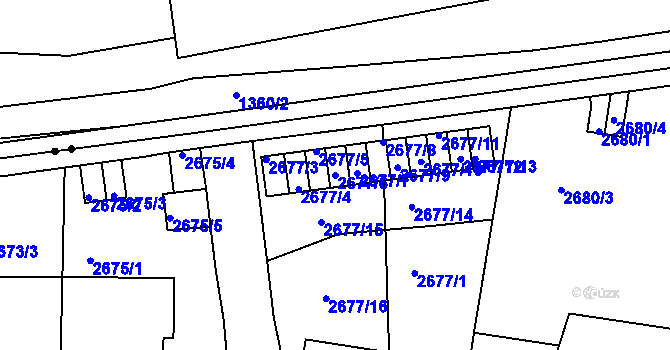 Parcela st. 2677/6 v KÚ Smíchov, Katastrální mapa