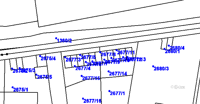 Parcela st. 2677/8 v KÚ Smíchov, Katastrální mapa