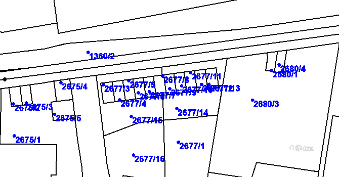 Parcela st. 2677/9 v KÚ Smíchov, Katastrální mapa