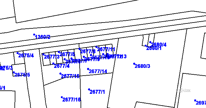 Parcela st. 2677/12 v KÚ Smíchov, Katastrální mapa