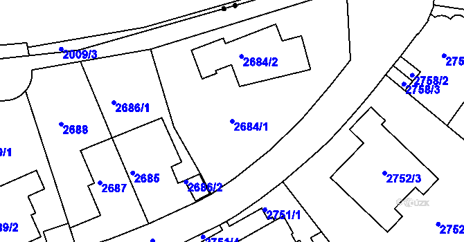 Parcela st. 2684/1 v KÚ Smíchov, Katastrální mapa