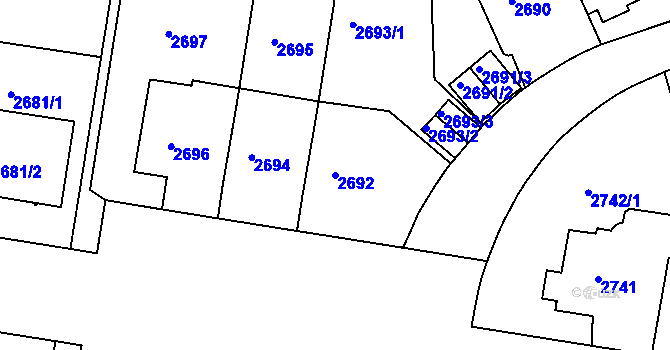 Parcela st. 2692 v KÚ Smíchov, Katastrální mapa