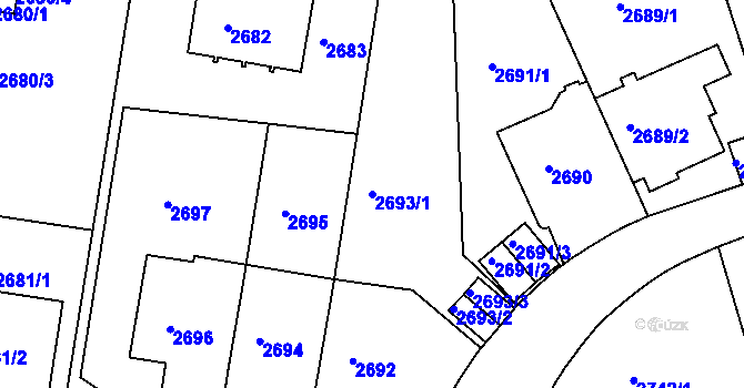Parcela st. 2693/1 v KÚ Smíchov, Katastrální mapa