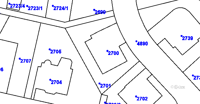 Parcela st. 2700 v KÚ Smíchov, Katastrální mapa