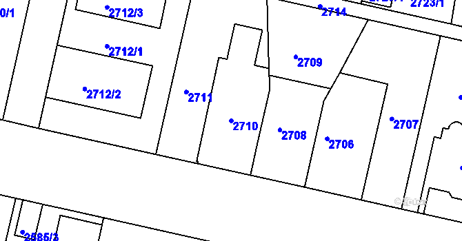 Parcela st. 2710 v KÚ Smíchov, Katastrální mapa