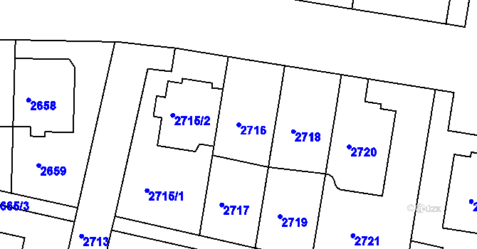 Parcela st. 2716 v KÚ Smíchov, Katastrální mapa
