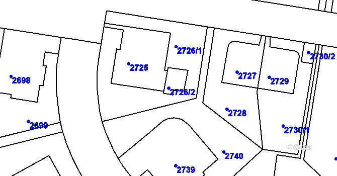Parcela st. 2726/2 v KÚ Smíchov, Katastrální mapa