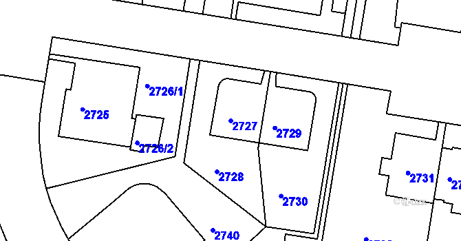 Parcela st. 2727 v KÚ Smíchov, Katastrální mapa