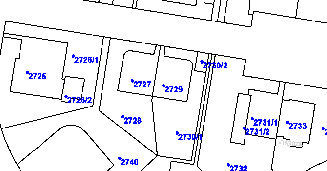 Parcela st. 2729 v KÚ Smíchov, Katastrální mapa