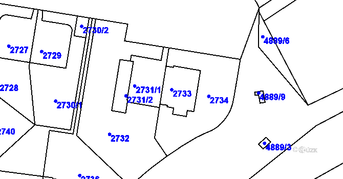 Parcela st. 2733 v KÚ Smíchov, Katastrální mapa