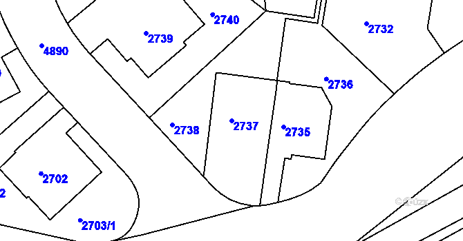 Parcela st. 2737 v KÚ Smíchov, Katastrální mapa
