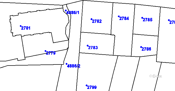 Parcela st. 2783 v KÚ Smíchov, Katastrální mapa