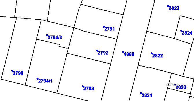 Parcela st. 2792 v KÚ Smíchov, Katastrální mapa