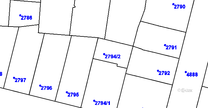 Parcela st. 2794/2 v KÚ Smíchov, Katastrální mapa