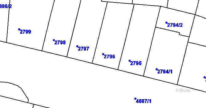 Parcela st. 2796 v KÚ Smíchov, Katastrální mapa