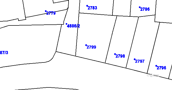 Parcela st. 2799 v KÚ Smíchov, Katastrální mapa