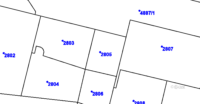 Parcela st. 2805 v KÚ Smíchov, Katastrální mapa