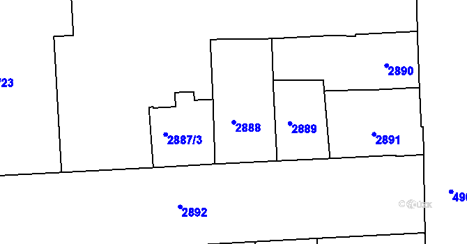 Parcela st. 2888 v KÚ Smíchov, Katastrální mapa