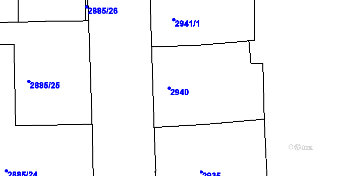 Parcela st. 2940 v KÚ Smíchov, Katastrální mapa