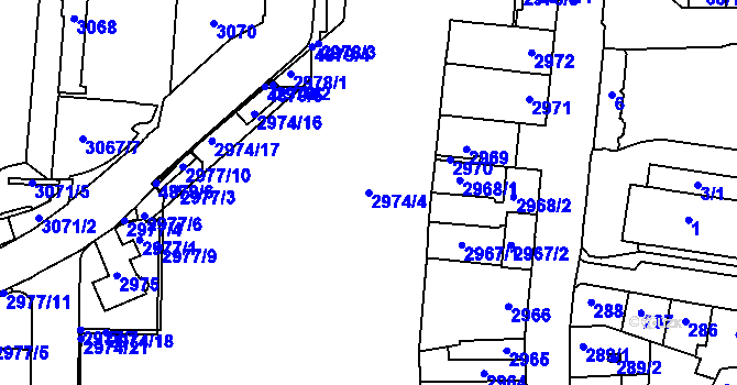 Parcela st. 2974/4 v KÚ Smíchov, Katastrální mapa
