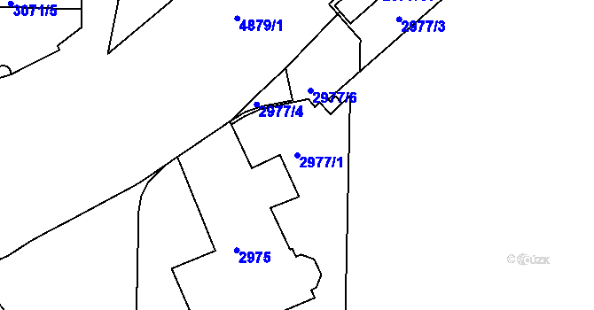 Parcela st. 2977/1 v KÚ Smíchov, Katastrální mapa