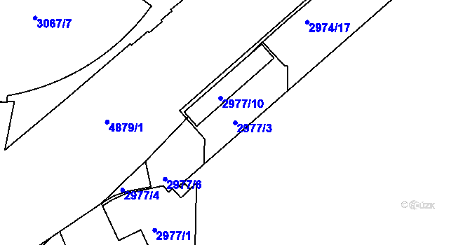 Parcela st. 2977/3 v KÚ Smíchov, Katastrální mapa